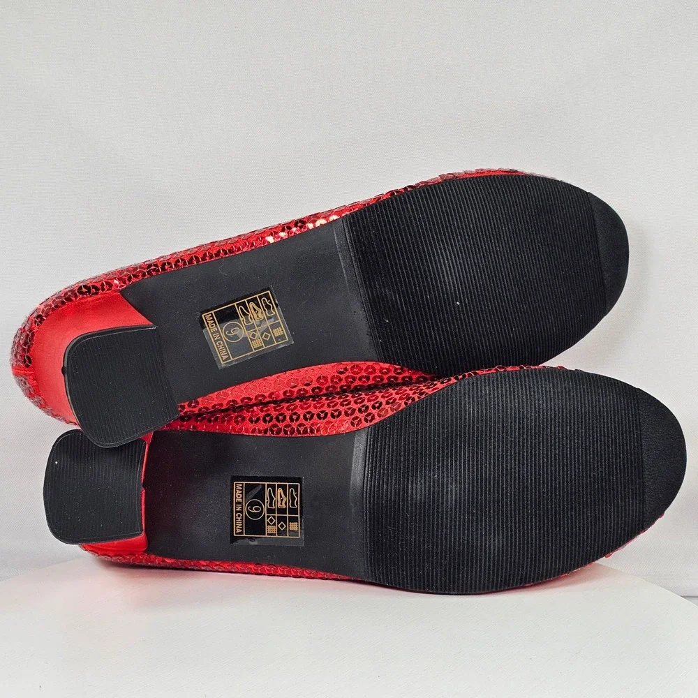 New Ellie Shoes 203-Judy Womens Red Sequined Ruby Slipper Costume Pump Heel Sz 9 - Picture 6 of 9